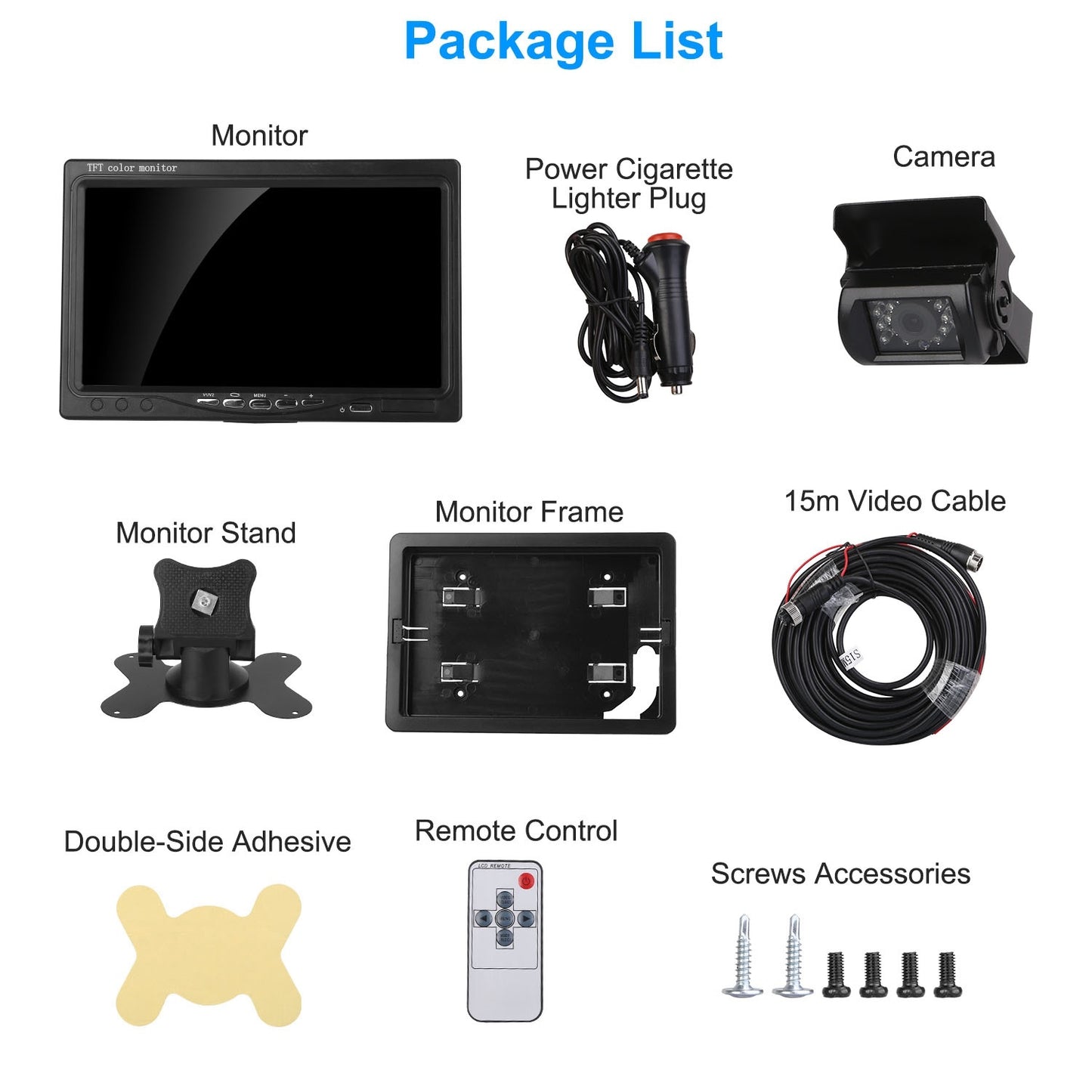 Night Vision Backup Camera 7" HD Waterproof Rear View System