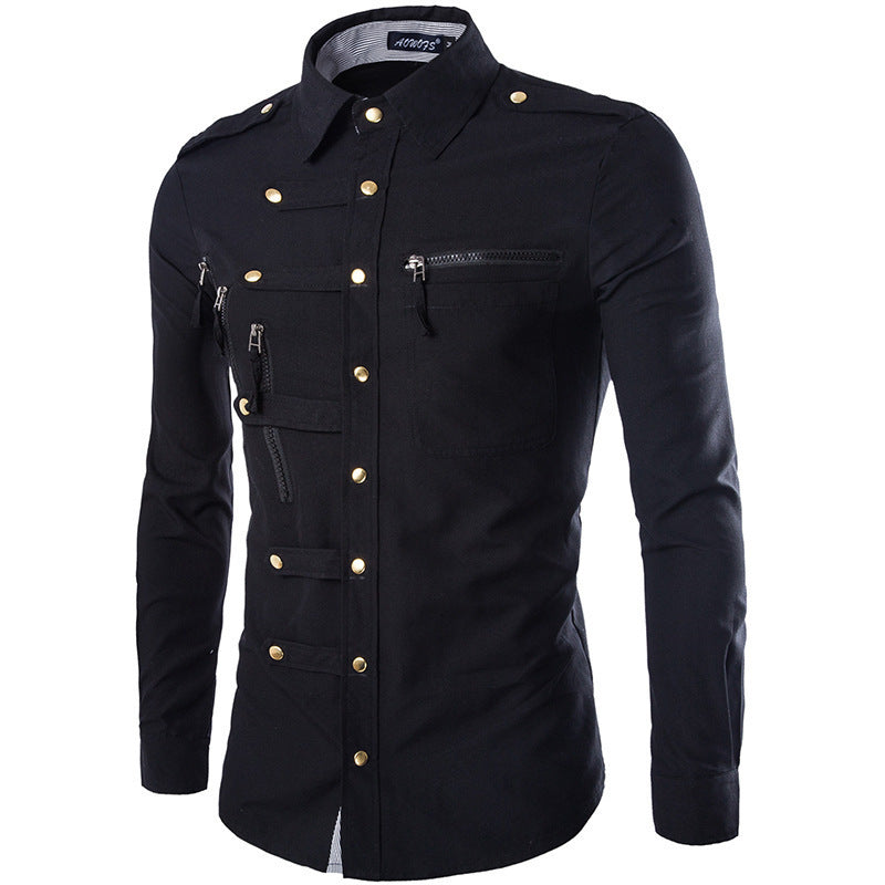 men’s slim long sleeve dress shirt back design