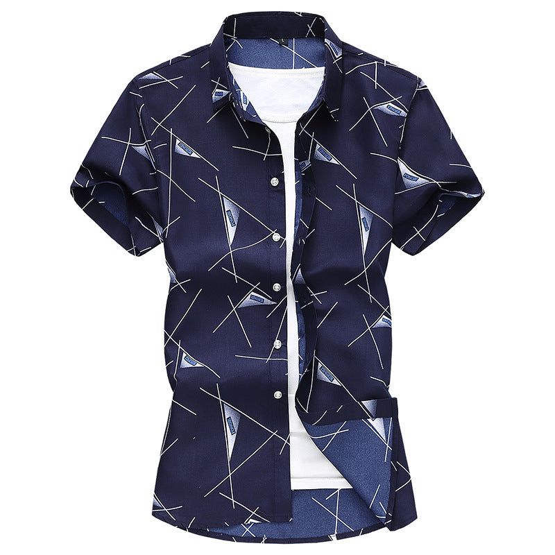 Short sleeve floral shirt men casual style