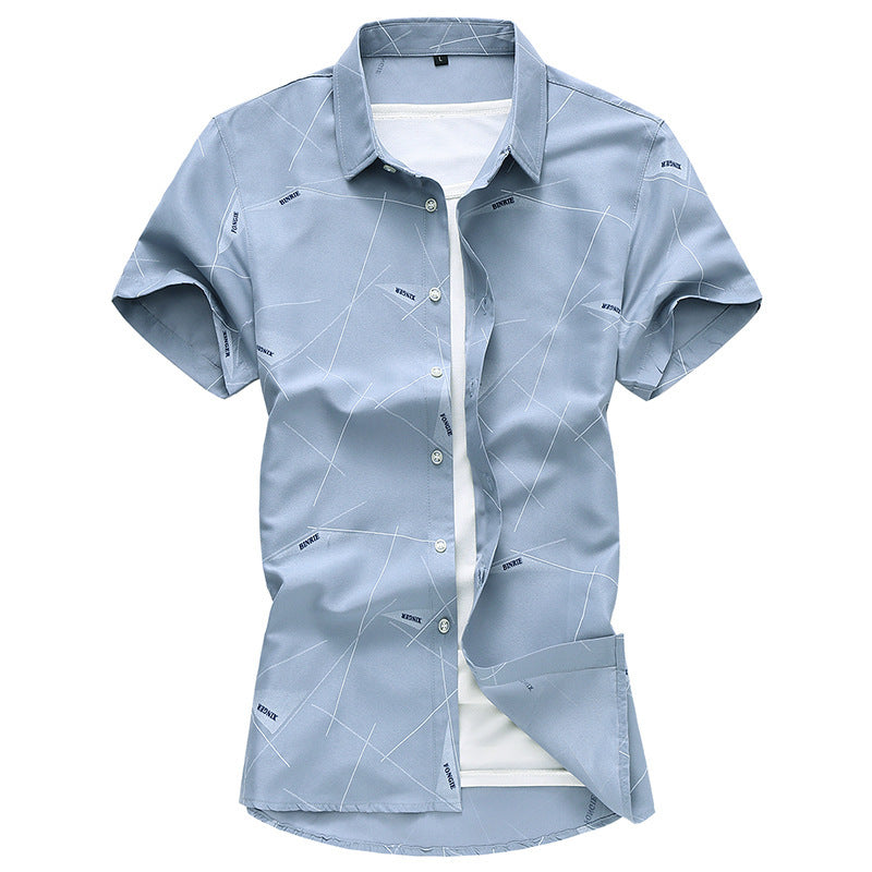 Casual men’s floral dress shirt short sleeve fit