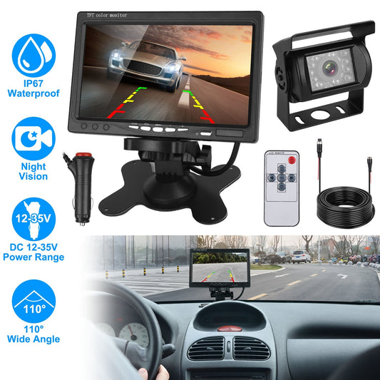 Night Vision Backup Camera 7"  HD Waterproof Rear View System