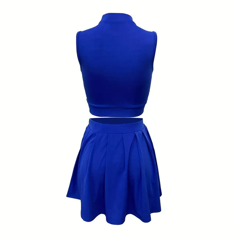 Women’s Summer Sleeveless Crop Top & Pleated Mini Skirt Set outdoor wear