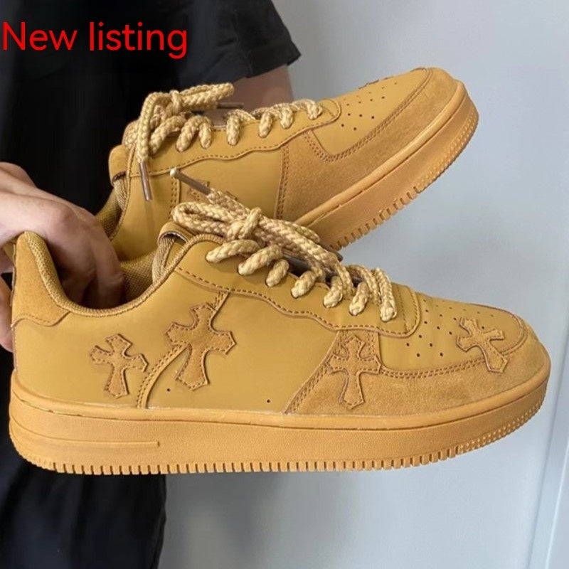 Top view of Wheat Platform Sneakers with cushioned insole