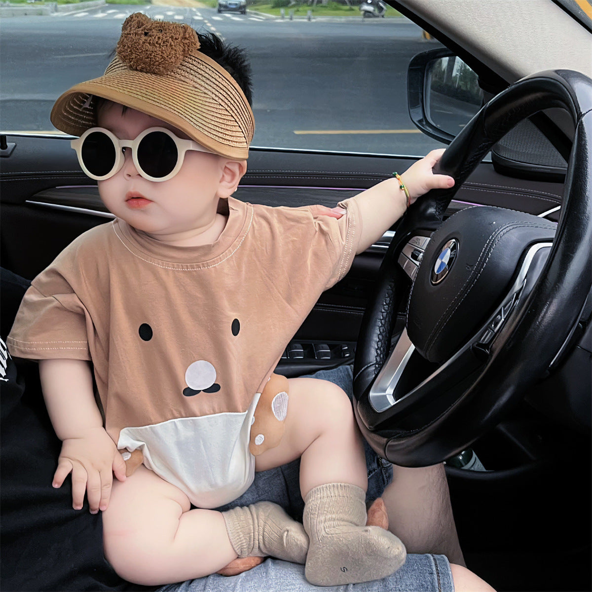 Newborn Cotton Triangle Baby Girl Romper back view