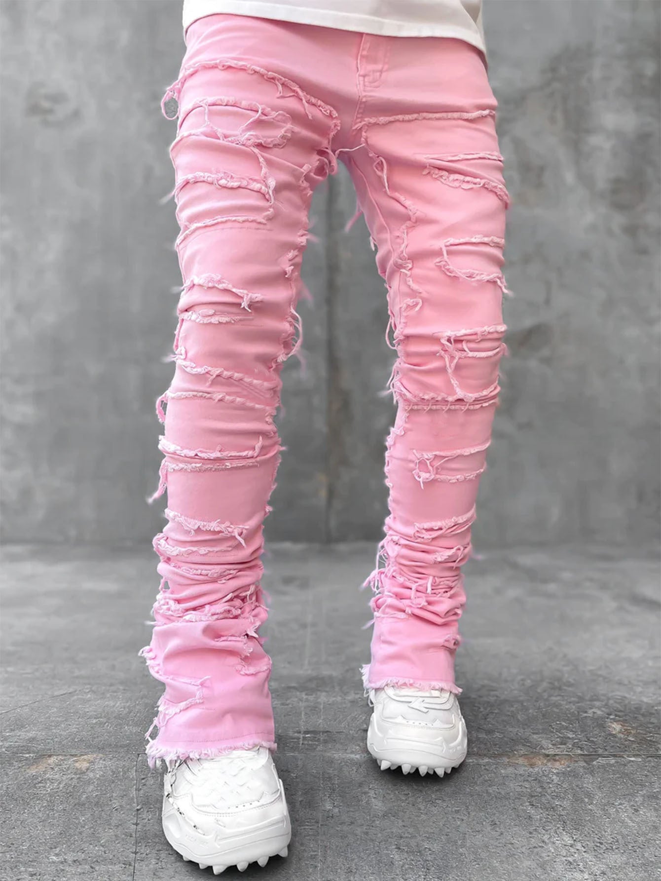 Patched denim jeans ripped style