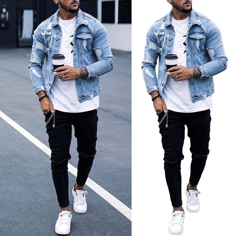 Stylish Denim Jacket Women Wearing Streetwear Outfit
