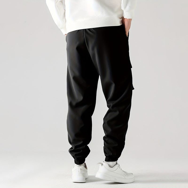 Breathable cotton fabric detail of Trendy Ankle-Tied Pants