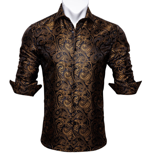 Floral paisley button down shirt men’s classic fit