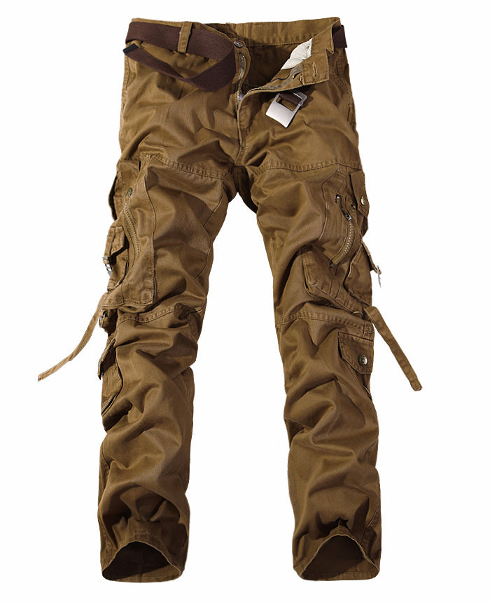 Washed cargo pants with utility pockets for men
