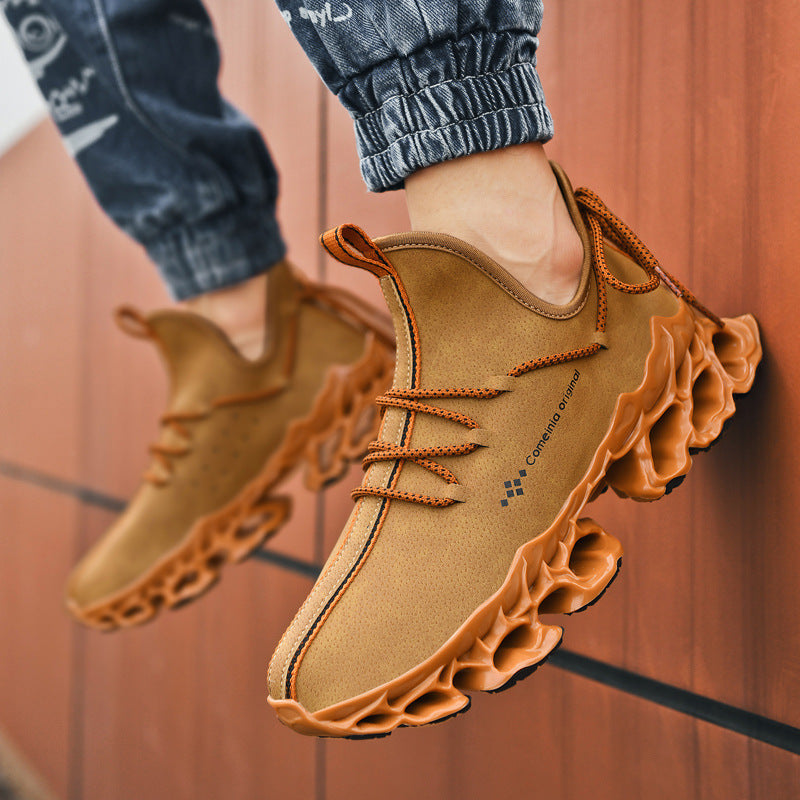 Top view of Men’s Leather Sneakers breathable upper